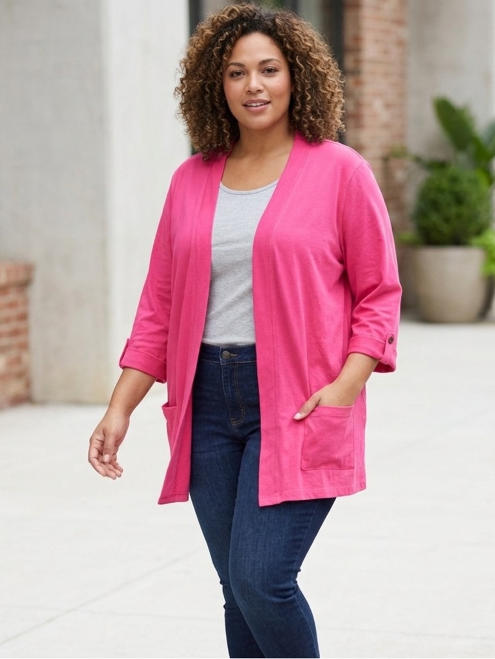 Karen Scott Vibrant Pink Crewneck Top